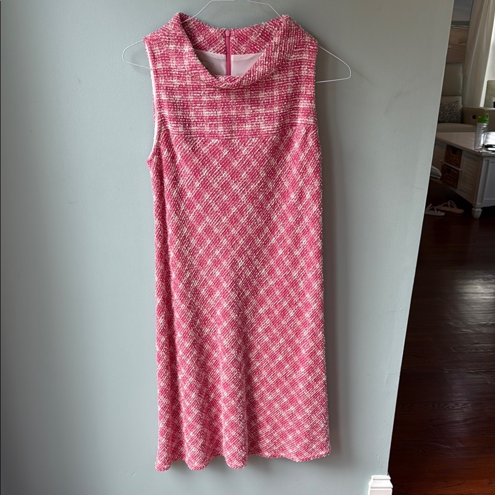 Sara Campbell Pink and White Sleeveless Cowl Neck Midi Dress